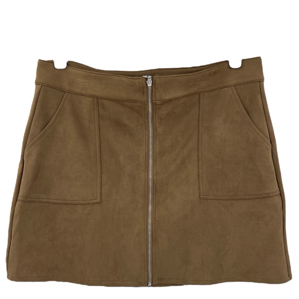 Maurice’s Velour Zip mini Skirt Dark Tan stretch  SZ 18 New